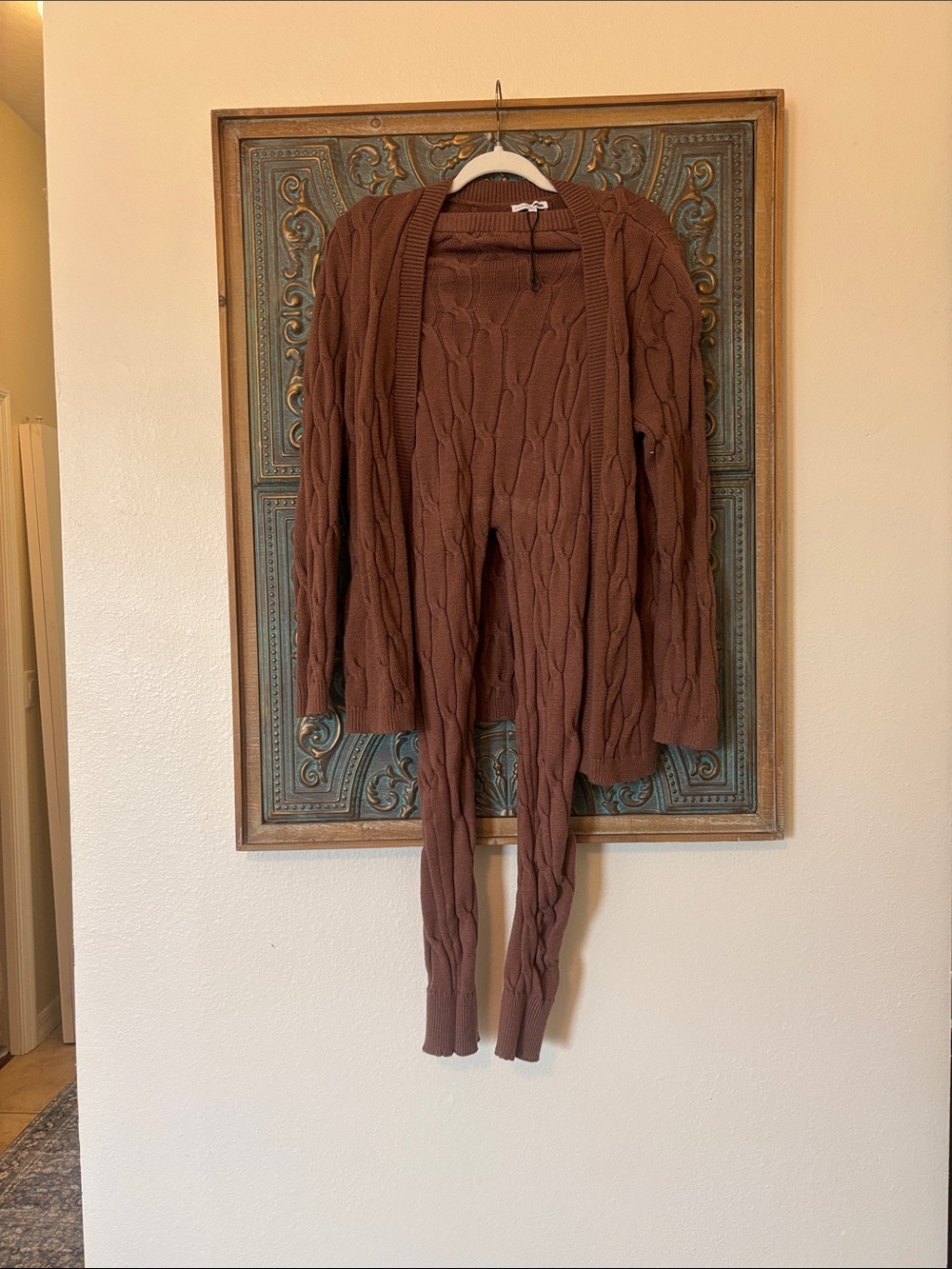 Fashion Nova Cable Knit Brown Jumpsuit Set
